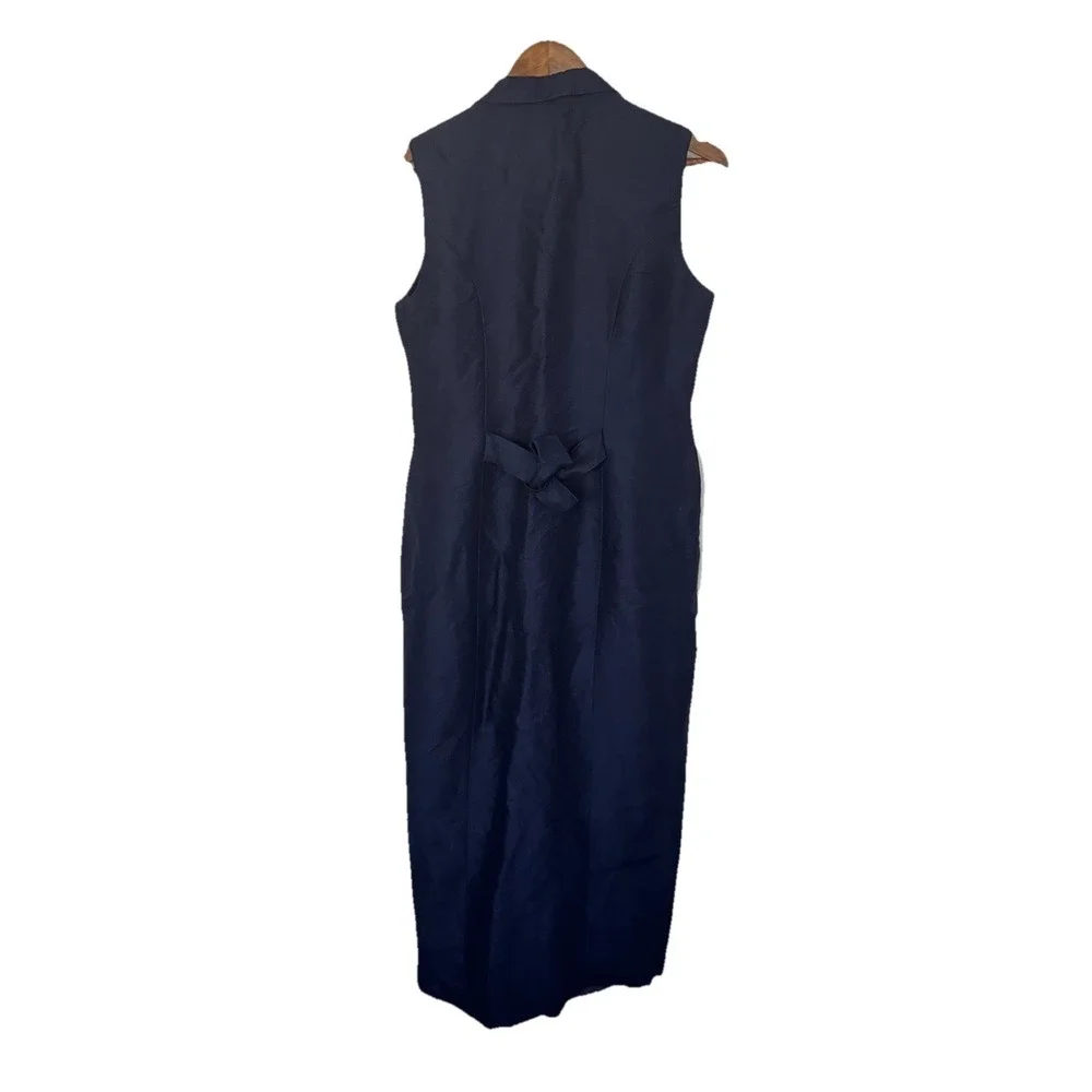 Navy Blue Linen Bl Sleeveless Midi Dress 11 Whimsigoth Quiet Luxury Minimalist